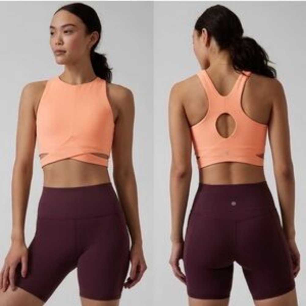 NWT S P Athleta Concious Cut Out Crop Sports Bra Padded Athletic Yoga Athliesure